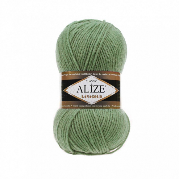 Пряжа для вязания Ализе LanaGold (49% шерсть, 51% акрил) 5х100г/240м цв.180 серебряная сосна