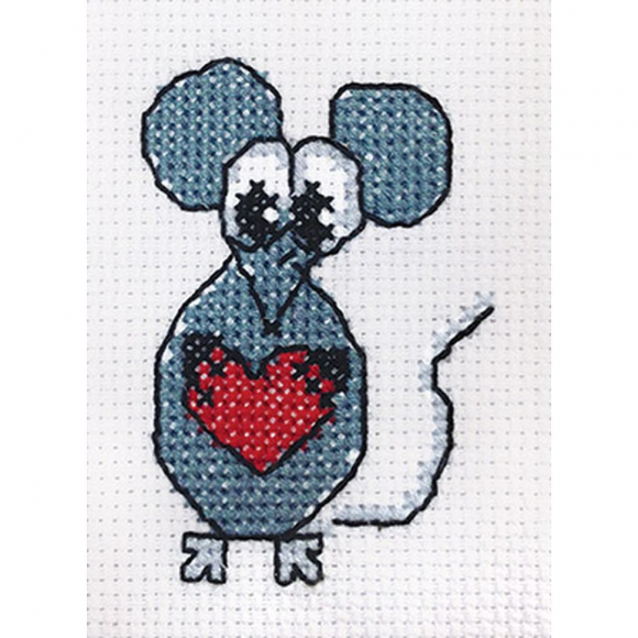 Набор для вышивания KLART арт. 7-115 Мышонок с сердечком 5х7 см