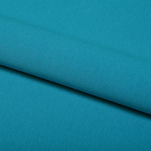 Ткань футер 2х нитка петля гл/крашеный, 230г/м?  74% хл 21%пэ 5%эласт  шир.180см арт.ШН-23074215-11 цв.бирюза рул. 45-70м