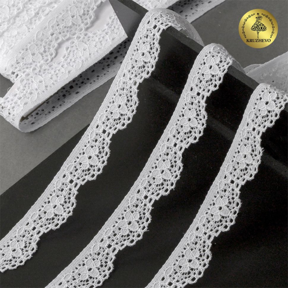 Кружево-стрейч KRUZHEVO арт.TBY.8031 шир.15мм цв.01 белый уп.700м