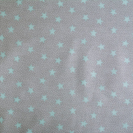 Ткань ранфорс Звездопад, арт.WH 2929-v01, 130г/м?,100% хлопок, шир.240см, цв.серый/мята, рул.30м