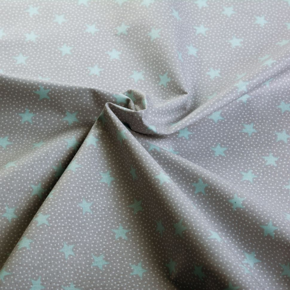Ткань ранфорс Звездопад, арт.WH 2929-v01, 130г/м?,100% хлопок, шир.240см, цв.серый/мята, рул.30м Ткань ранфорс Звездопад, арт.WH 2929-v01, 130г/м?,100% хлопок, шир.240см, цв.серый/мята, рул.30м