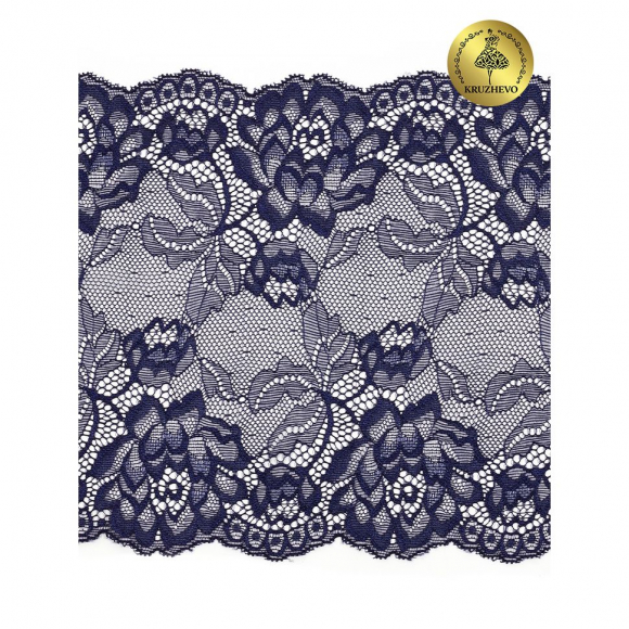 Кружево-стрейч KRUZHEVO арт.TBY.L838 шир.180мм цв.06 т.синий уп.25м Кружево-стрейч KRUZHEVO арт.TBY.L838 шир.180мм цв.06 т.синий уп.25м