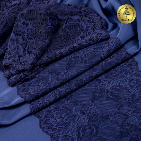 Кружево-стрейч KRUZHEVO арт.TBY.L838 шир.180мм цв.06 т.синий уп.25м Кружево-стрейч KRUZHEVO арт.TBY.L838 шир.180мм цв.06 т.синий уп.25м