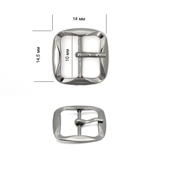 Пряжка металлическая TBY.1667 14х14,5мм, внутр. размер 10мм цв. т.никель уп. 20шт