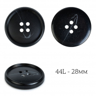 Пуговицы пластик TBY J.1853 цв.01 черный 44L-28мм, 4 прокола, 36 шт