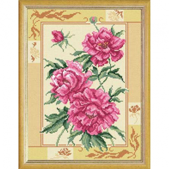 Рисунок на канве (страмин) с нанесенным рисунком ЧАРIВНИЦЯ арт. J08 Пионы 30х40 см Рисунок на канве (страмин) с нанесенным рисунком ЧАРIВНИЦЯ арт. J08 Пионы 30х40 см