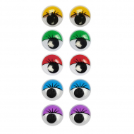 Глаза круглые с ресничками TBY 8мм цв.МИКС уп.50шт