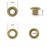 Люверсы сталь TBY.2552 №1,7 (? 3мм, h 3,7мм) цв. антик уп. 1000шт