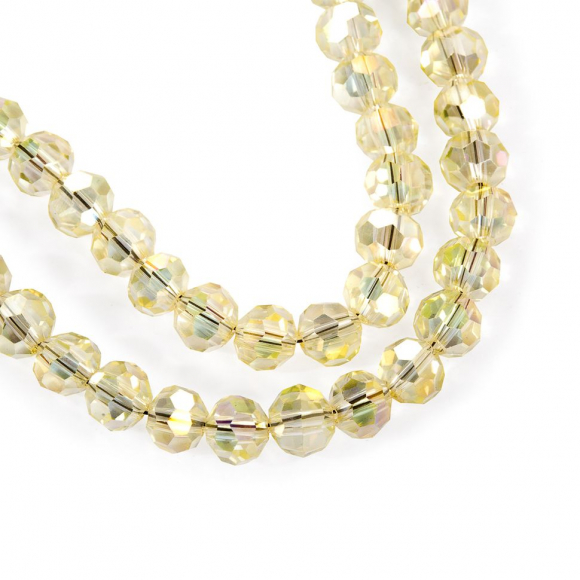 Бусины граненые Рондель (стекло) на нитях арт.TBY-R-2  6мм  цв.92 прозрачный мульти уп.50х100 бусин