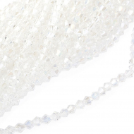 Бусины граненые Биконус (стекло) на нитях арт.TBY-K-2  6х6мм отвер.1,5мм цв.01 AB прозрачный уп.3х50 бусин