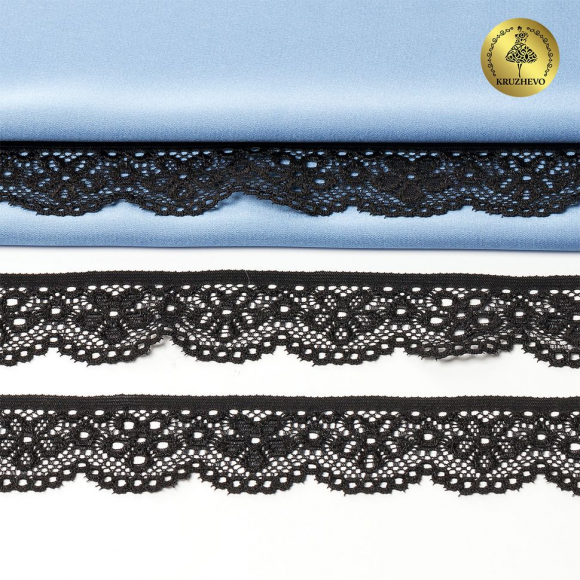 Кружево-стрейч KRUZHEVO арт.TBY.8032 шир.25мм цв.02 черный уп.50м