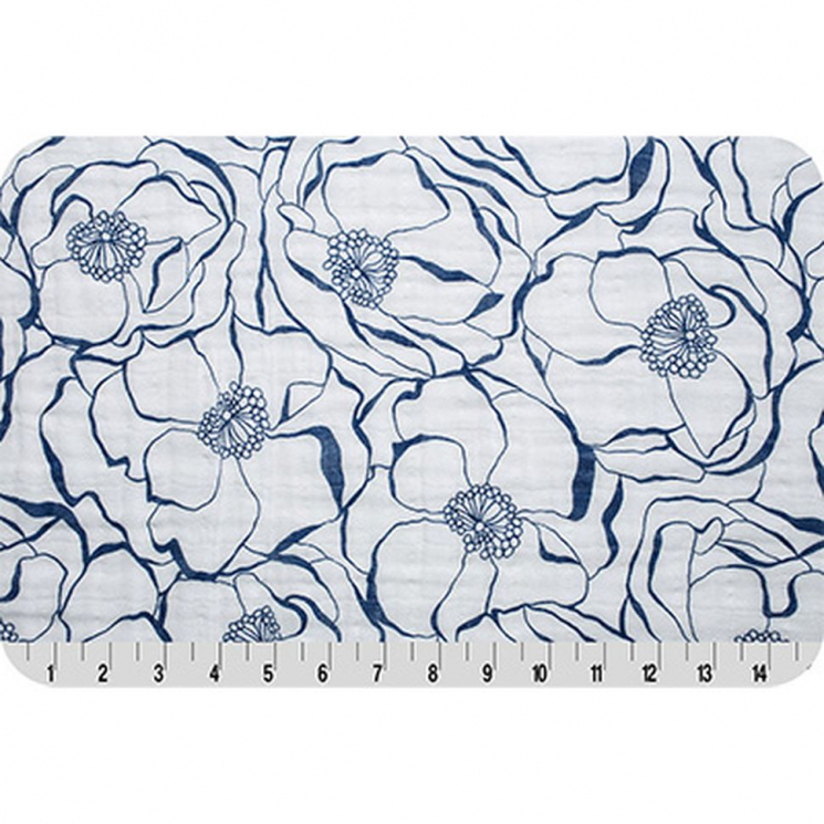 Ткань для пэчворка PEPPY Embrace (марлевка) 120 г/м? 100% хлопок цв.bouquet cobalt уп.100х125 см