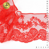 Кружево на жесткой сетке матовая нить KRUZHEVO арт.TBY.BL.40466 шир.130мм цв.R0515 красный уп.13,71 м
