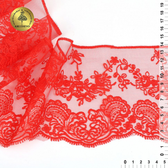 Кружево на жесткой сетке матовая нить KRUZHEVO арт.TBY.BL.40466 шир.130мм цв.R0515 красный уп.13,71 м Кружево на жесткой сетке матовая нить KRUZHEVO арт.TBY.BL.40466 шир.130мм цв.R0515 красный уп.13,71 м