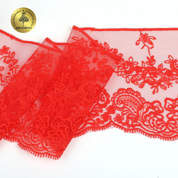 Кружево на жесткой сетке матовая нить KRUZHEVO арт.TBY.BL.40466 шир.130мм цв.R0515 красный уп.13,71 м Кружево на жесткой сетке матовая нить KRUZHEVO арт.TBY.BL.40466 шир.130мм цв.R0515 красный уп.13,71 м