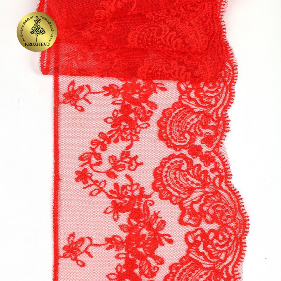 Кружево на жесткой сетке матовая нить KRUZHEVO арт.TBY.BL.40466 шир.130мм цв.R0515 красный уп.13,71 м Кружево на жесткой сетке матовая нить KRUZHEVO арт.TBY.BL.40466 шир.130мм цв.R0515 красный уп.13,71 м