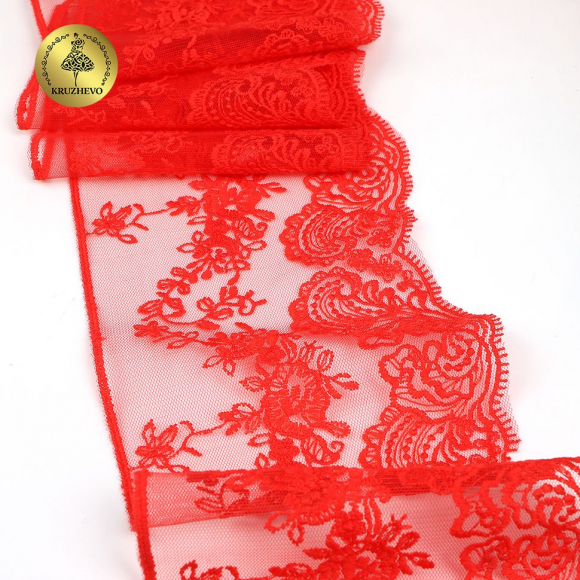 Кружево на жесткой сетке матовая нить KRUZHEVO арт.TBY.BL.40466 шир.130мм цв.R0515 красный уп.13,71 м Кружево на жесткой сетке матовая нить KRUZHEVO арт.TBY.BL.40466 шир.130мм цв.R0515 красный уп.13,71 м