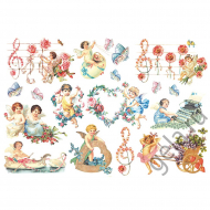 27406_Бумага рисовая "Херувимы с цветами"