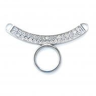 Украшение пришивное металл Кольцо со стразами арт.UF.346 64х39мм цв.никель уп.10шт