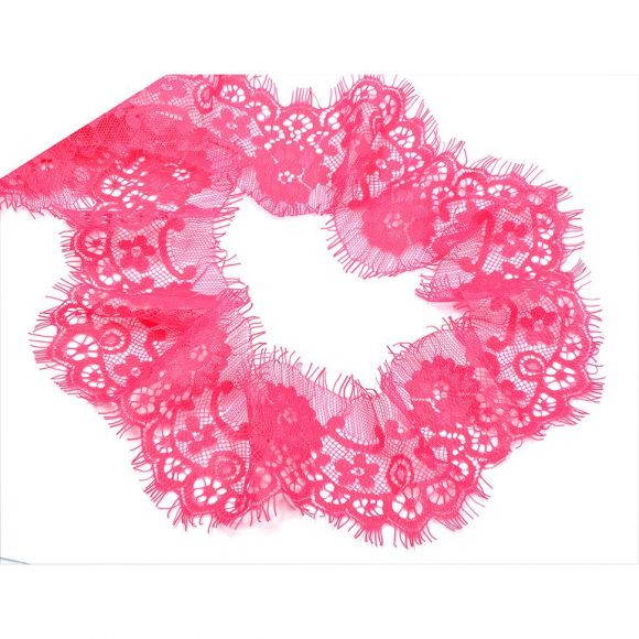 Кружево “реснички” арт.TBY 76006 шир.80мм цв.144 ярк.розовый уп.30м (по 3м)