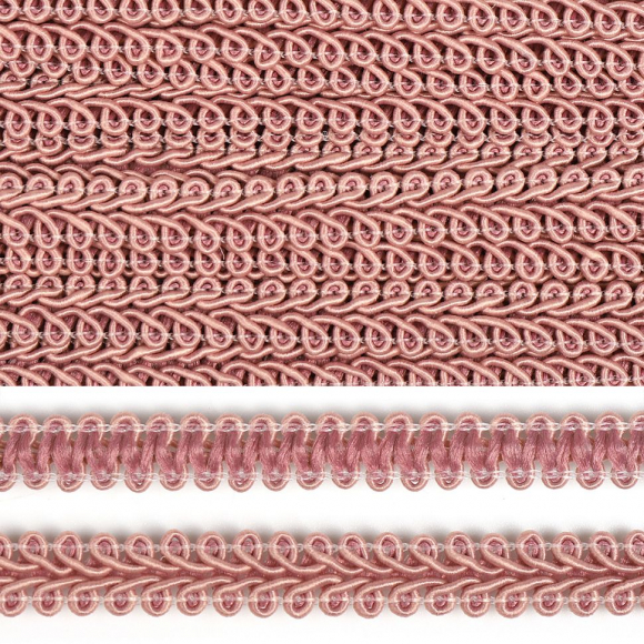 Тесьма TBY Шанель плетеная шир.12мм 0384-0016 цв.S070 грязно-розовый уп.18,28м
