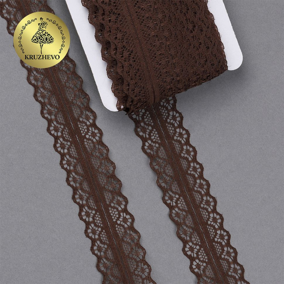 Кружево-трикотаж KRUZHEVO арт.TBY 1659-1 шир.30мм цв.14 коричневый, уп.27,4м