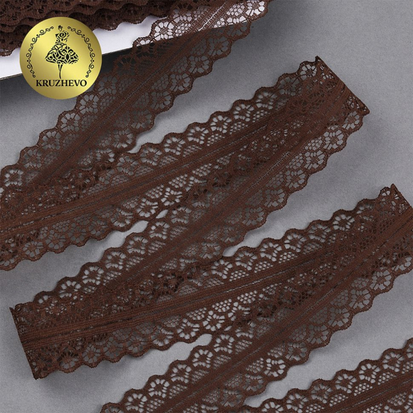 Кружево-трикотаж KRUZHEVO арт.TBY 1659-1 шир.30мм цв.14 коричневый, уп.27,4м