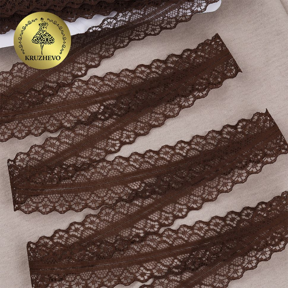 Кружево-трикотаж KRUZHEVO арт.TBY 1659-1 шир.30мм цв.14 коричневый, уп.27,4м