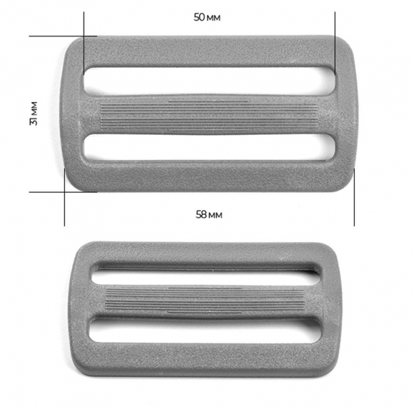 Пряжка регулятор двухщелевая 50мм TN50А цв.серый нагрузка 80 кг уп.50 шт Пряжка регулятор двухщелевая 50мм TN50А цв.серый нагрузка 80 кг уп.50 шт