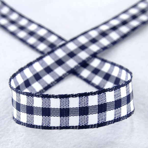 23974_Лента с рисунком клетка SAFISA, 11 мм, 25 м, цвет 15, темно-синий
