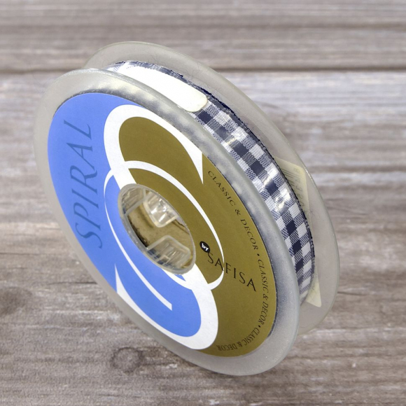 23974_Лента с рисунком клетка SAFISA, 11 мм, 25 м, цвет 15, темно-синий