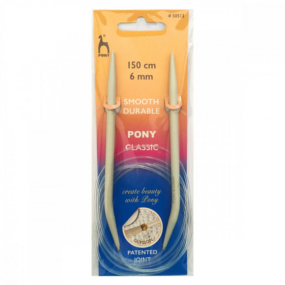 50513 PONY Спицы круговые для вязания 6,00 мм/150 см, алюминий