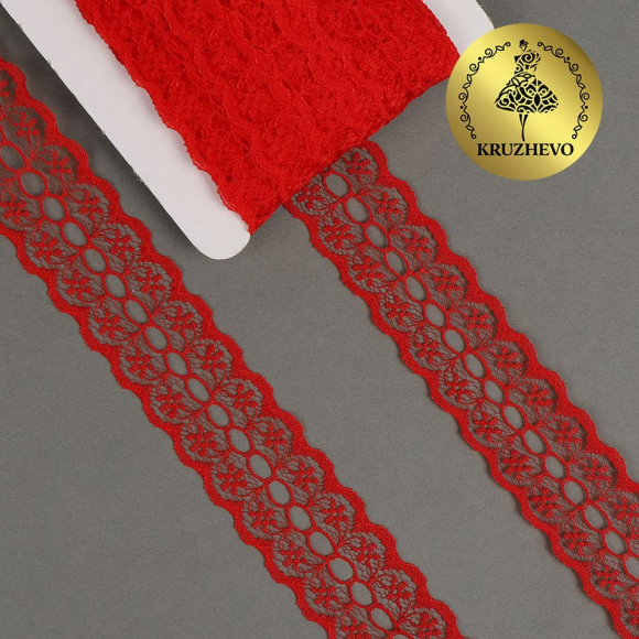 Кружево-трикотаж KRUZHEVO арт.TBY 1670 шир.28мм цв.03 красный, уп.27,4м Кружево-трикотаж KRUZHEVO арт.TBY 1670 шир.28мм цв.03 красный, уп.27,4м