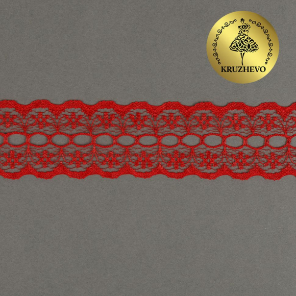 Кружево-трикотаж KRUZHEVO арт.TBY 1670 шир.28мм цв.03 красный, уп.27,4м Кружево-трикотаж KRUZHEVO арт.TBY 1670 шир.28мм цв.03 красный, уп.27,4м