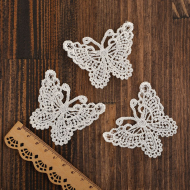 Кружевная аппликация KRUZHEVO арт.TBY.3015 Бабочка 6,5см, уп.50шт.