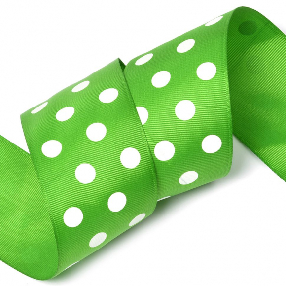 Лента репсовая в рубчик арт.LDRG57902950 (114) крупный горошек 50мм цв.зеленый-белый уп.27,4м Лента репсовая в рубчик арт.LDRG57902950 (114) крупный горошек 50мм цв.зеленый-белый уп.27,4м