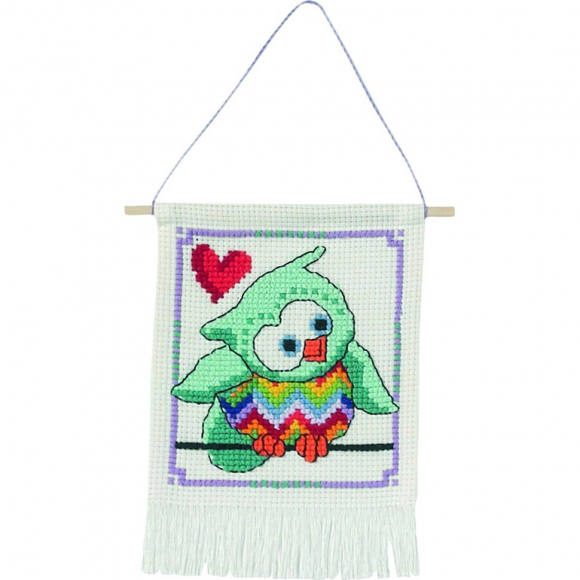 Набор для вышивания PERMIN арт.13-4843 Бирюзовая сова 15х21 см