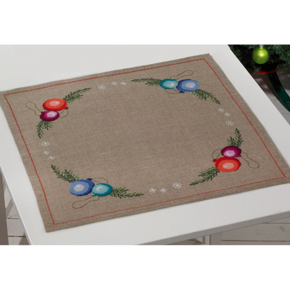 Набор для вышивания PERMIN арт.27-3649 Скатерть Рождественские шары 58х58 см