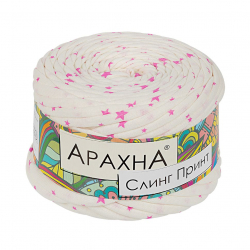 Пряжа ARACHNA Sling Print (100% хлопок) 6х160г/50м цв.003 звёздочка-розовый