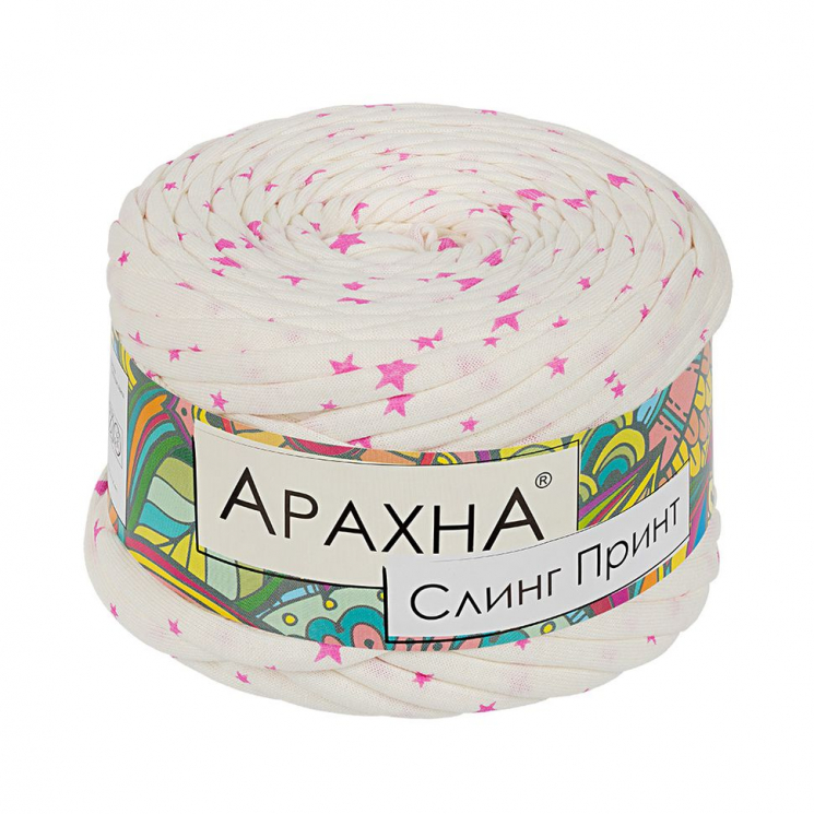 Пряжа ARACHNA Sling Print (100% хлопок) 6х160г/50м цв.003 звёздочка-розовый