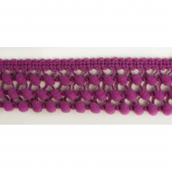 107183_Тесьма с помпонами трехрядная, цвет фиолетово-розовый