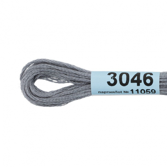 Нитки для вышивания Gamma мулине (0820-3070) 100% хлопок 24 x 8 м цв.3046 серый