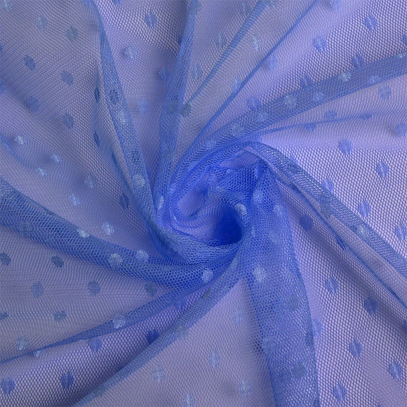 Фатин горошек мягкий шир.160см  100% полиэстер арт.TBY-1907-20 цв.василек диаметр горошин 0,6см рул.15м