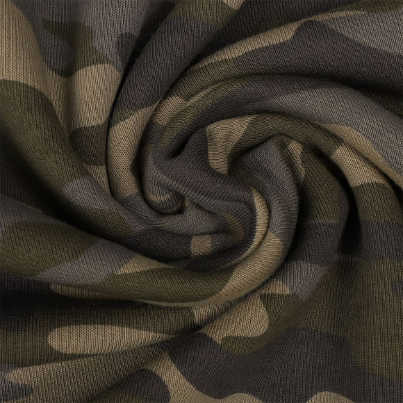 Ткань футер 3х нитка петля гл/крашеный диагональ 320г/м?  80%хб 20%пэ  шир.190см арт.ШН-3208020-КМФ цв.хаки рул. 35-60м (1кг-1,6м)