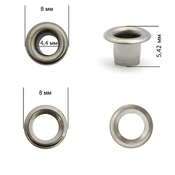 Люверсы сталь New Star №2 (? 4,4мм, h 5,42мм) цв. никель черный уп. 5000шт Люверсы сталь New Star №2 (? 4,4мм, h 5,42мм) цв. никель черный уп. 5000шт