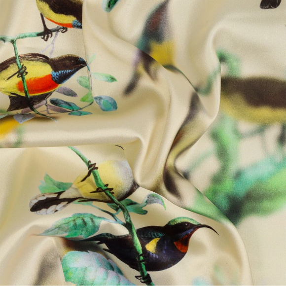 Ткань шелк Армани креп 90 г/м? 97% полиэстер, 3% лайкра шир.148 см арт.T.0240.3 цв.03 желтый рул.25м