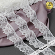 Кружево-стрейч KRUZHEVO арт.TBY.L839 шир.30мм цв.F102 молочный уп.500м