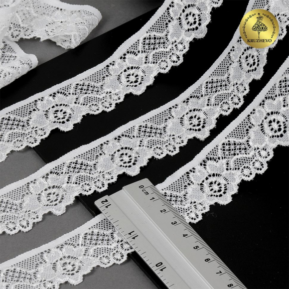Кружево-стрейч KRUZHEVO арт.TBY.L839 шир.30мм цв.F102 молочный уп.500м