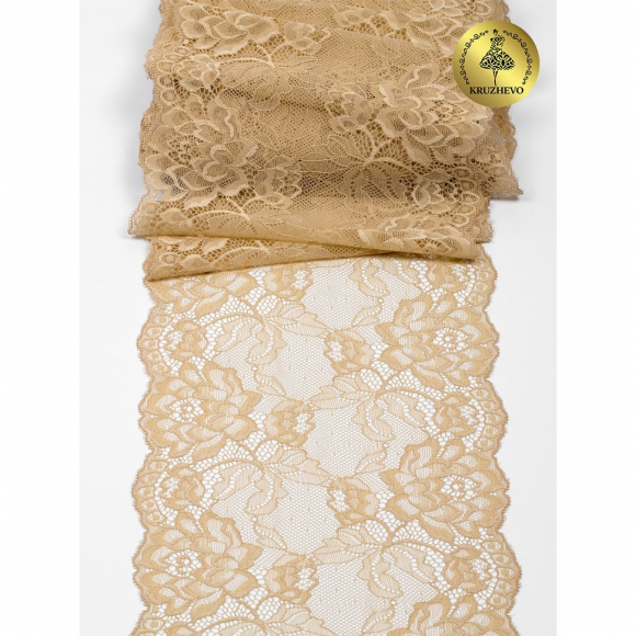 Кружево-стрейч KRUZHEVO арт.TBY.L838 шир.180мм цв.11 бежевый уп.25м